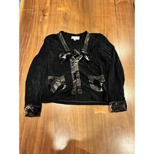 Velvet Burnout Tie Cardigan Top Medium Gypsy Boho Artsy Whimsigoth